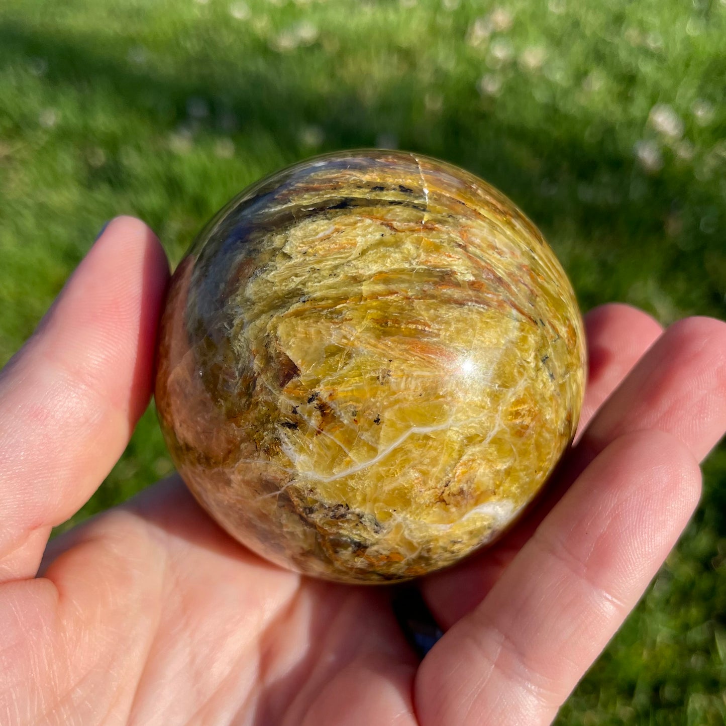 beautifully variegated green opal spheres