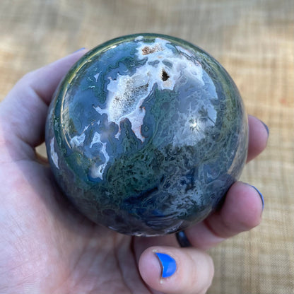 stunning moss agate sphere