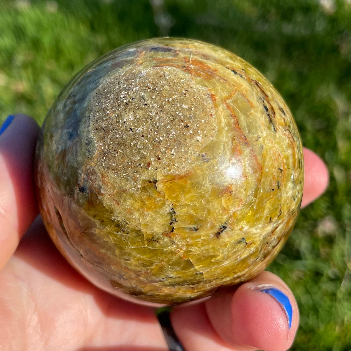 beautifully variegated green opal spheres