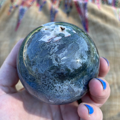 stunning moss agate sphere