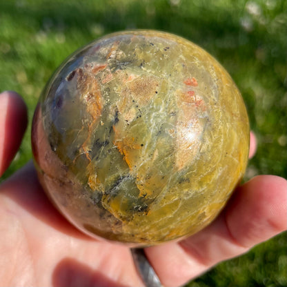 beautifully variegated green opal spheres