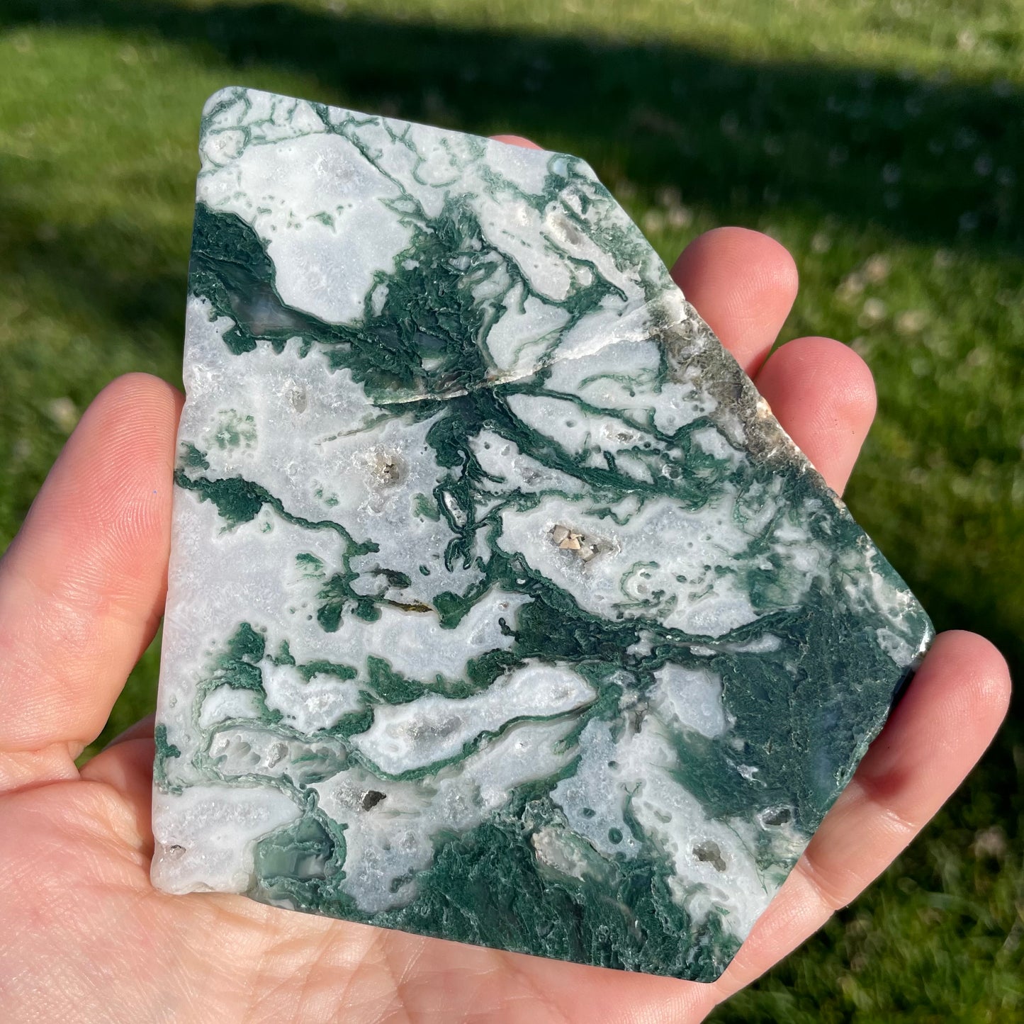 druzy icy moss agate slab