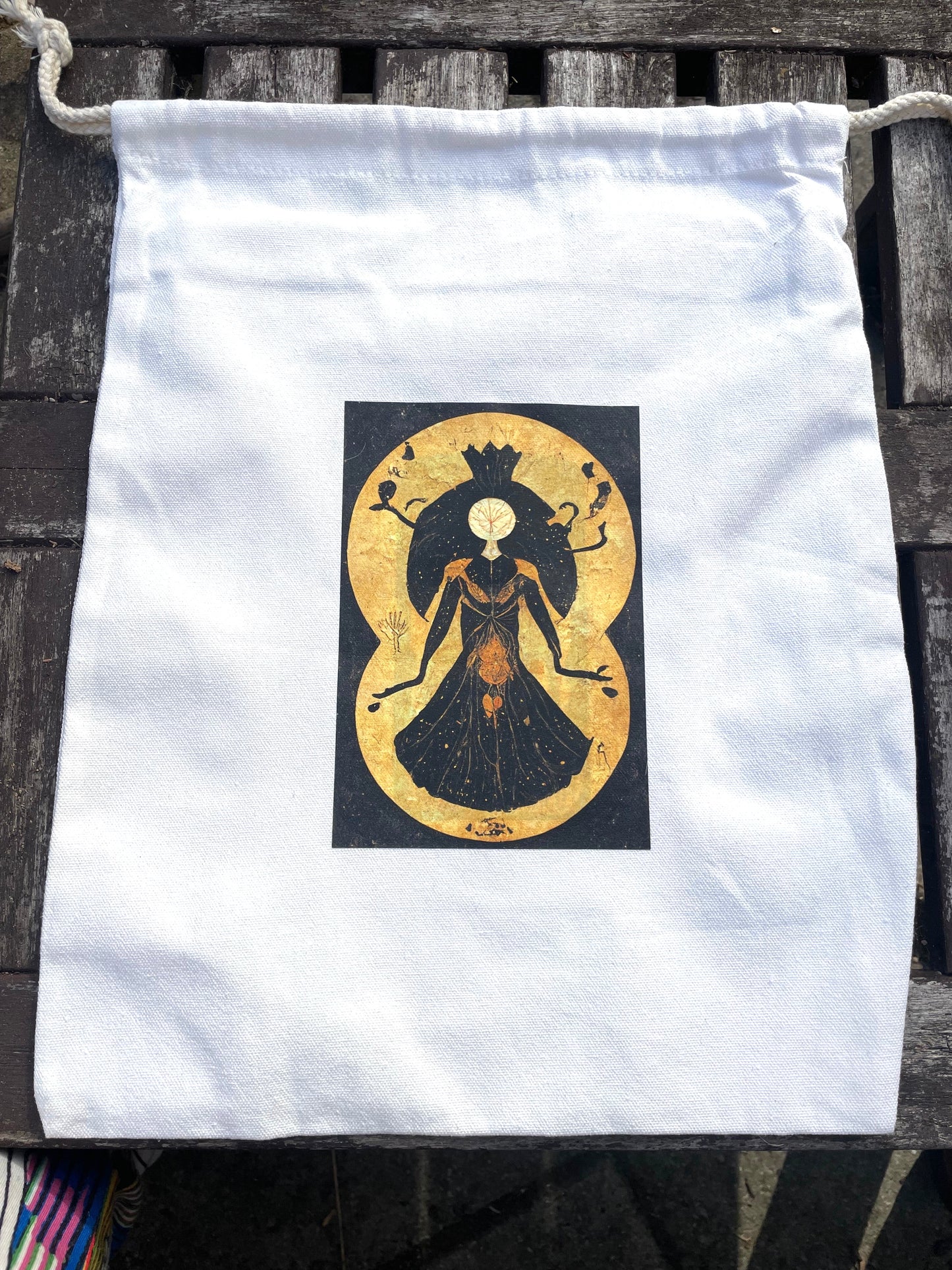 "Queen of Discs" - Canvas Bag Wearable Art Print