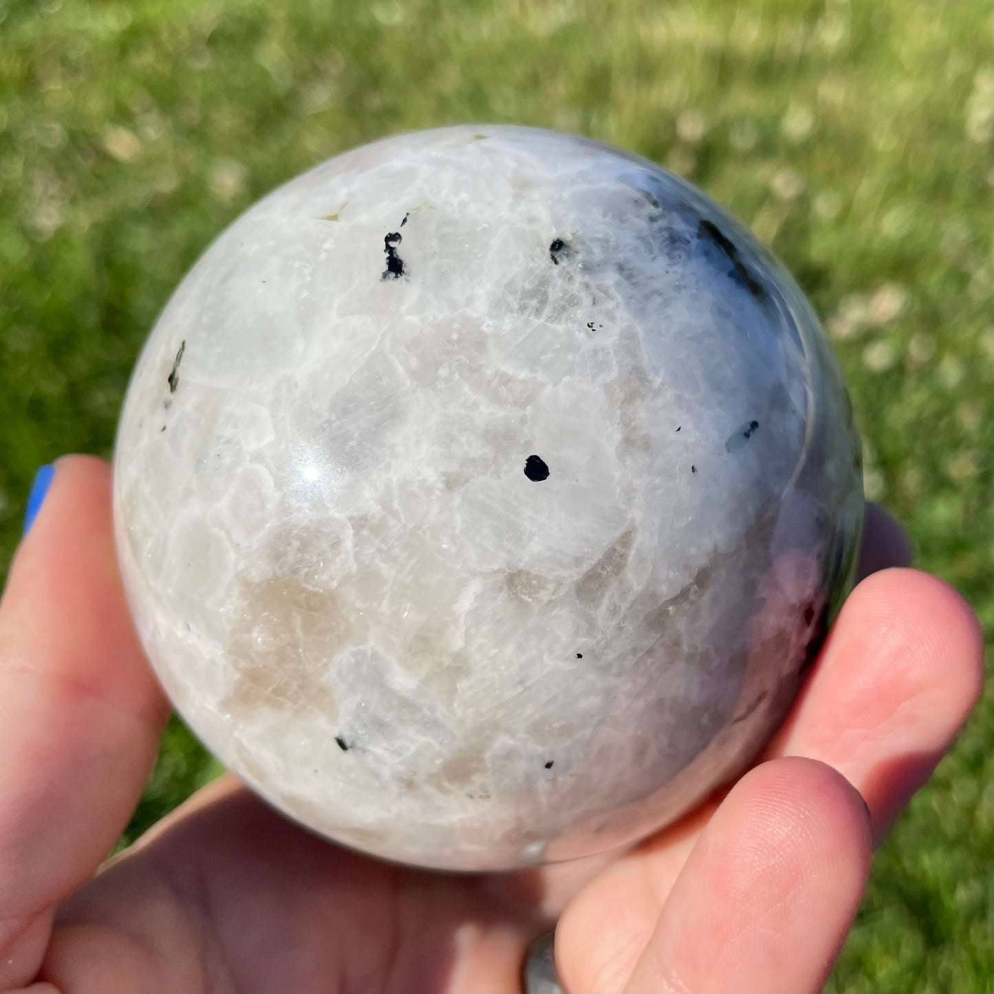 big juicy rainbow moonstone sphere