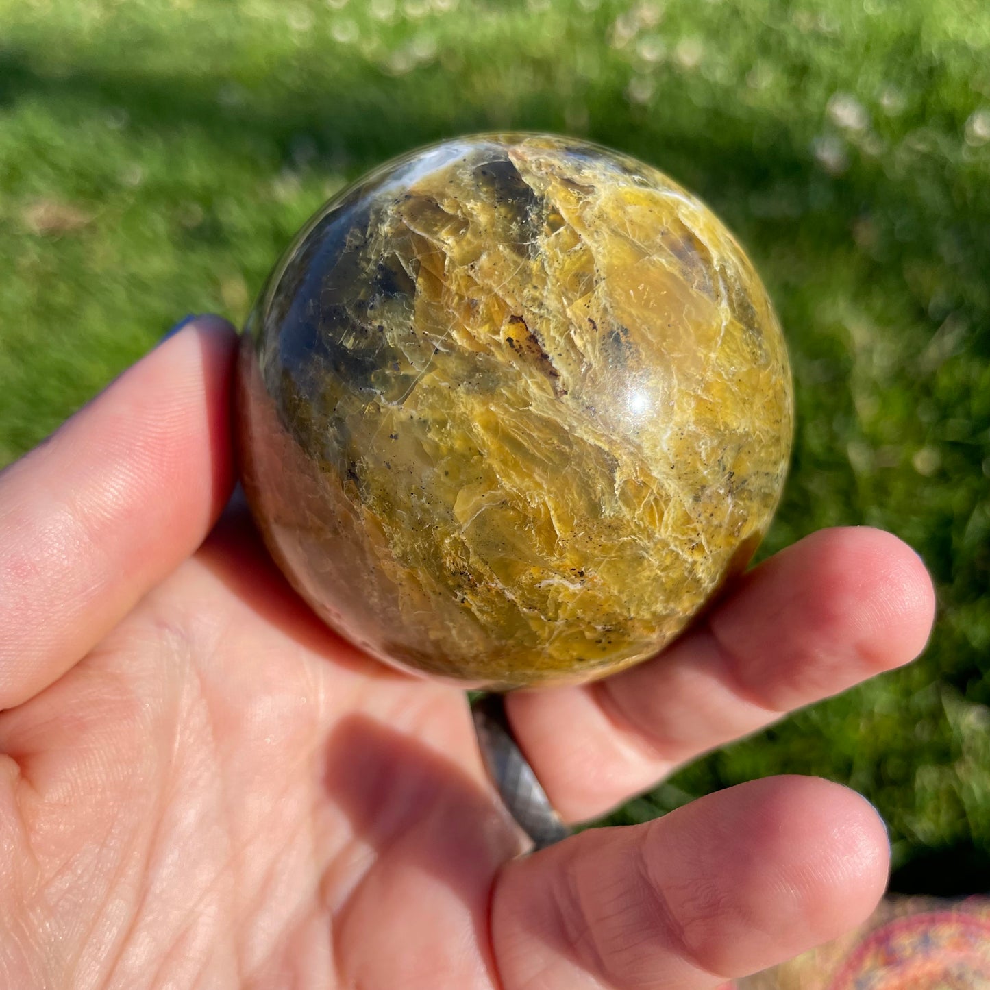 beautifully variegated green opal spheres