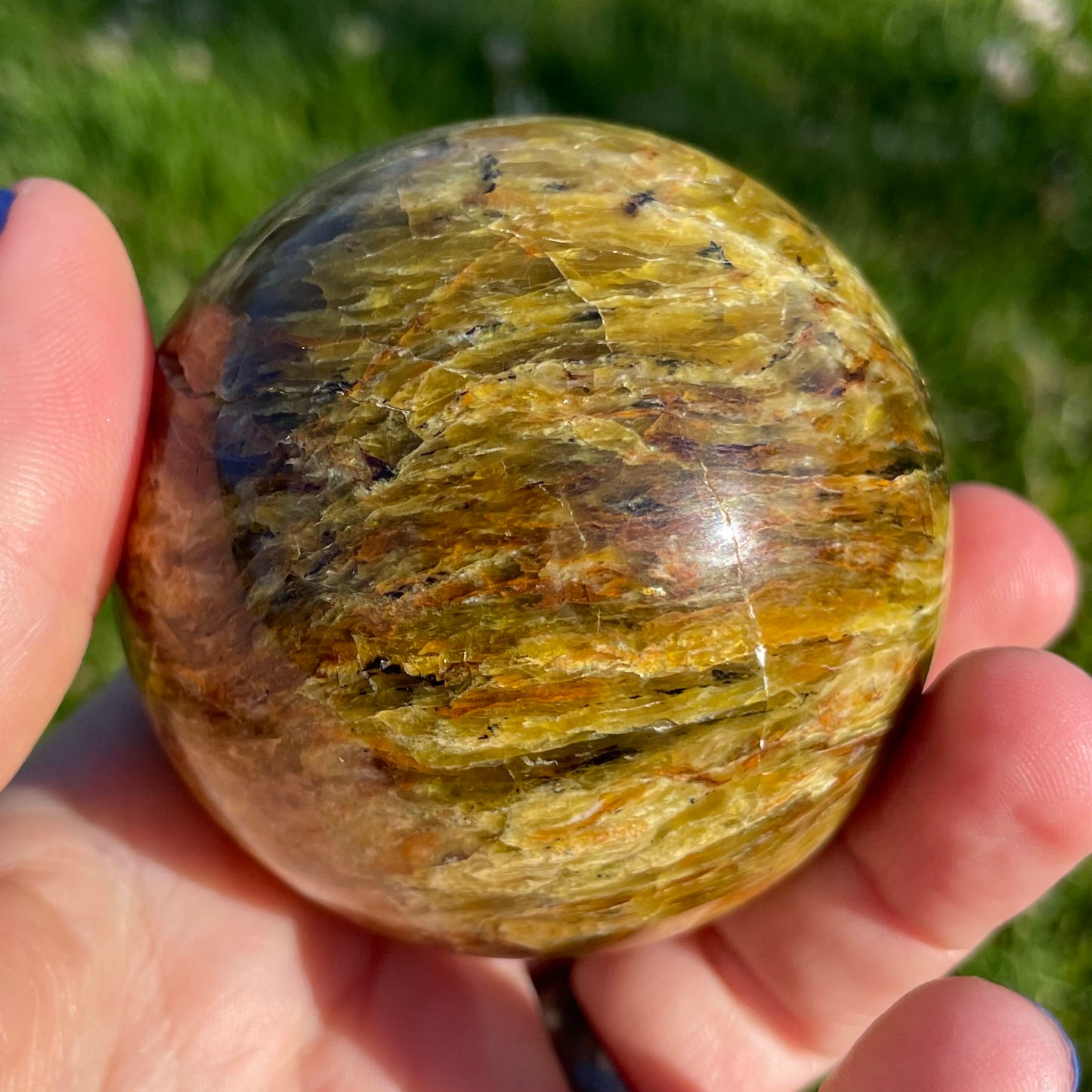 beautifully variegated green opal spheres