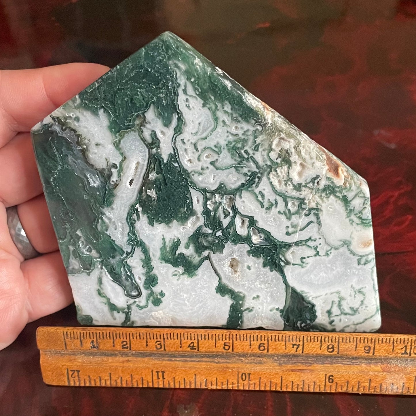 druzy icy moss agate slab