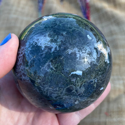 stunning moss agate sphere