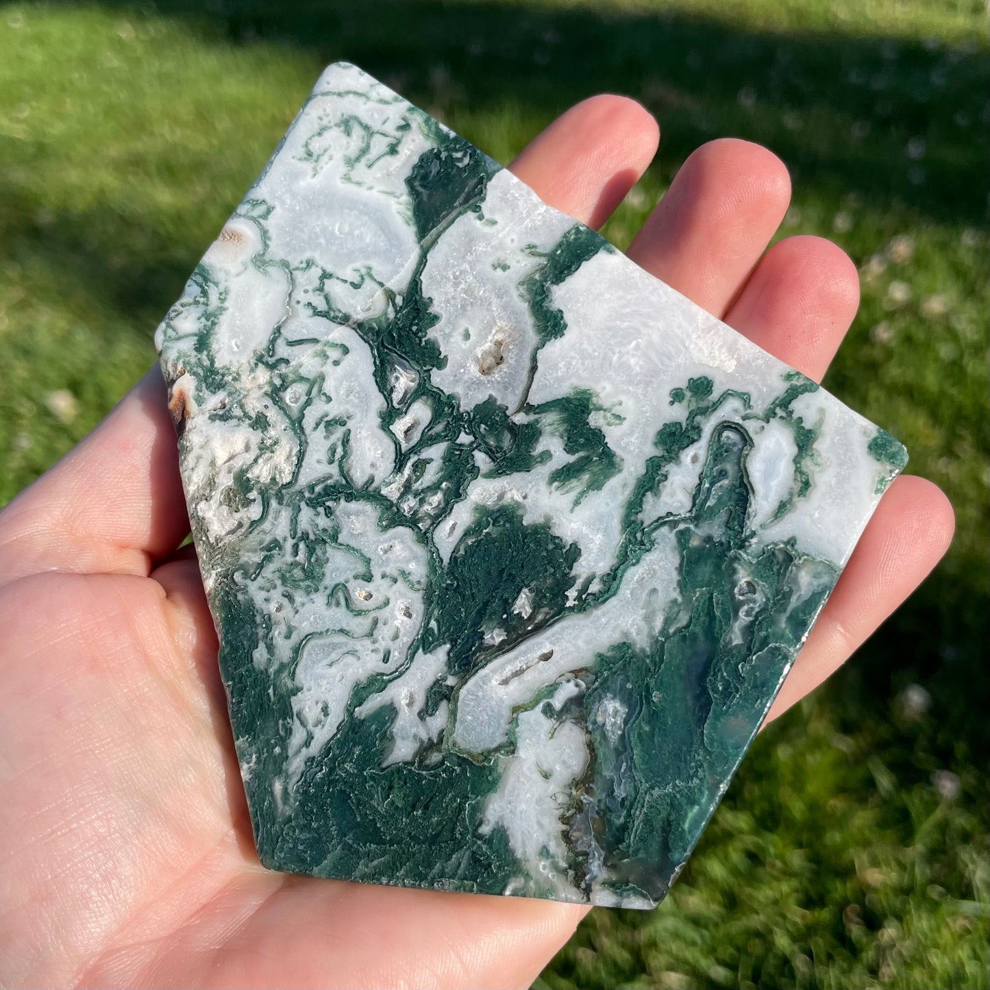 druzy icy moss agate slab