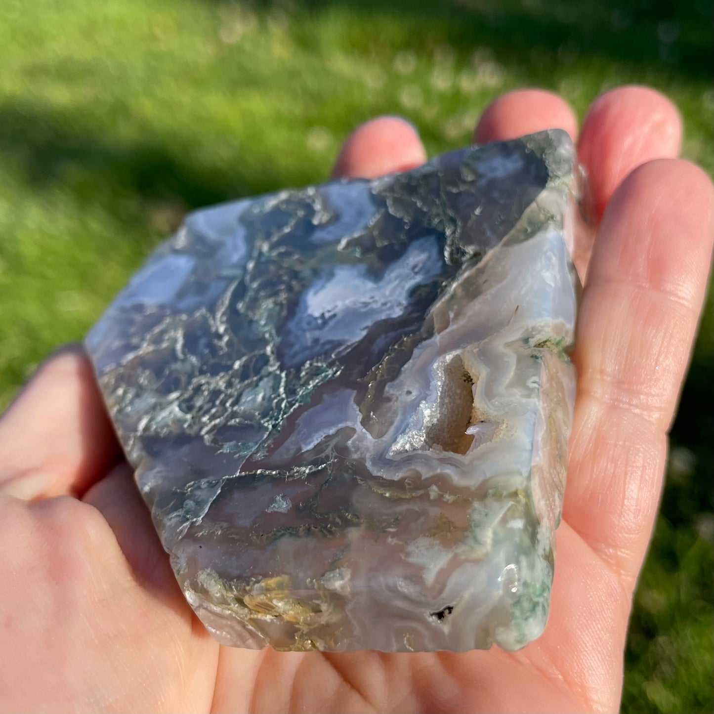 aquatic grassy moss agate slab