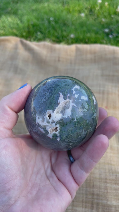 stunning moss agate sphere