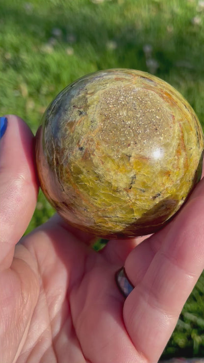 beautifully variegated green opal spheres